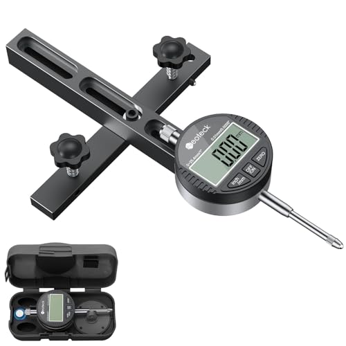 Neoteck 0-1'' Digital Dial Indicator Table Saw Gauge Suitable for Table Saws with a Groove Width of 3/4" (19mm) or more for Aligning and Calibrating Work,Shop Machinery,Band Saw and Drill Press-Black