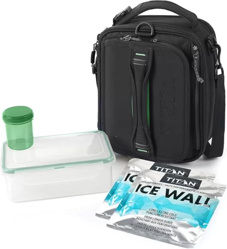 Titan by Arctic Zone Expandable Lunch Box – Insulated, Crush-Resistant Cooler with 2 Ice Walls & Leak-Proof Lining – Meal Prep Bag with Strap & Container for Work & Travel | Black (Black)