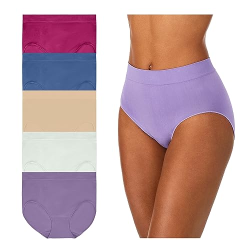 Carole Hochman Women's Underwear Silky Soft Seamless Full Coverage Modern Brief Panties 5 Pack Multipack Regular & Plus Sizes - Medium