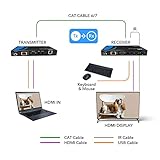 OREI 4K@60Hz KVM HDMI Extender Over Ethernet PoC Single HDBaseT CAT5e/CAT6A/CAT7 Cable - Upto 400 feet 4:4:4 - Remote, Keyboard, Mouse, USB Control