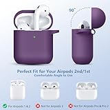 Lerobo for Airpods Case Cover, with a Clean Pen and Magnetic Airpod Strap Anti-Lost Cord Sports Lanyard,Soft Slicone Cover Compatible with Apple AirPods 2nd 1st Generation Charging Case, Purple