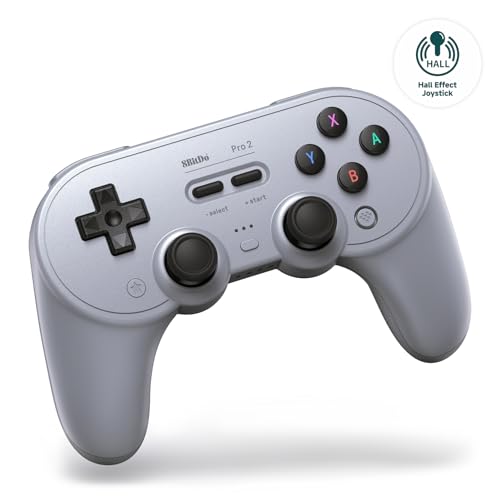 8Bitdo Pro 2 Bluetooth Controller for Switch/Switch 2, Hall Effect Joysticks, 2 Pro Back Paddle Buttons, Wireless Gaming Controller for Switch, PC, Android, and Steam Deck & Apple (Gray Edition)