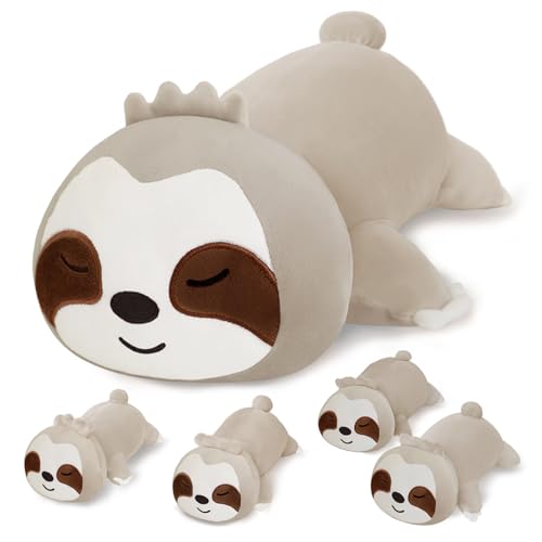 SQEQE Sloth Stuffed Animals with Babies Inside 5-Piece Set of Sloth Mommy and Babies Plush Cuddly Stuffed Animals Toys for Kids, Gifts Ideal for Christmas, Valentine's, Birthday