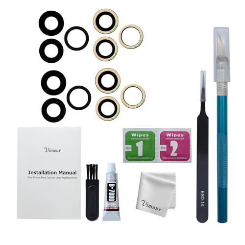 Vimour Rear Back Camera Lens Glass Replacement for iPhone 13 Pro & 13 Pro Max All Carriers Pre-Installed Adhesive with Installation Manual and Repair Tool Kits (2 Sets)