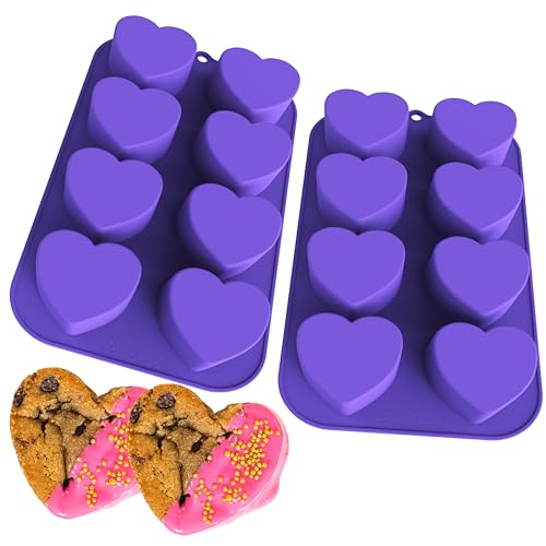 Bakerpan Silicone Heart Mold for Baking, Mini Cake Heart Pan - Set of 2