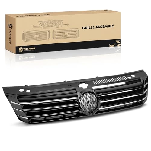 YHTAUTO Grille Assembly Fits Volkswagen Passat 2012-2015, Front Bumper Grill w/Badge Slot Black Resistant Heat Corrosion Impact ABS