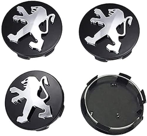 DNNLQ 4Pcs Car Hub Centre Caps for Peugeot 107 308 4008 507 508 5008 301 60mm Car Wheel Center Cover Aluminum Tire Rims Emblem Cover Auto Tyre Decoration Badge Accessories,Black Style-A