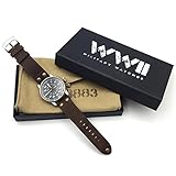 WTI WORLD TIME INTERNATIONAL WW2 Military Watch - Vintage Luftwaffe Aviator Watch, Automatic Movement. Genuine Leather Strap and 10 ATM Water Resistant. WW2 Memorabilia.