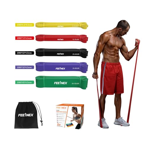 FeeNex Resistance Bands for Men and Women - Exercise Set for Fitness Training, Body Stretching, Physical Therapy, Muscle Building, Strength Training