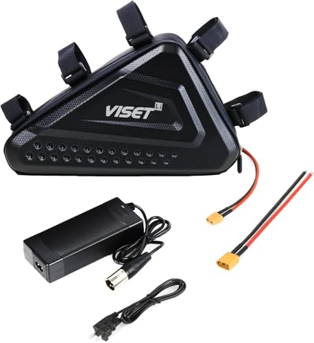 VISET LI 36V 20Ah Ebike Battery with Case, 36V 48V 52V 12Ah 15Ah 20Ah Electric Bike Lithium Battery, 42V 2A Charger and BMS for Mountain Bike Motor Bike/Trike and 200W 400W 600W 800W Motors