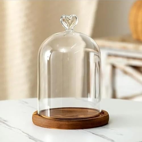 12 * 16cm Big Size Antique Base Different Top Glass Dome Vase Home Decoration Transparent Candle Cover Wedding Friend Favor Gift (1set Heart Dome Base)