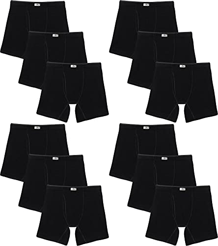 Fruit of the Loom Men's Boxer Briefs Crafted Comfort Stretch Covered Waistband 12-Pack Black 2X
