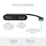 StarTech.com USB 3.0 to Dual HDMI Adapter, USB to 2x HDMI Monitor Converter for Windows, TAA (no support for macOS/ChromeOS/Linux)