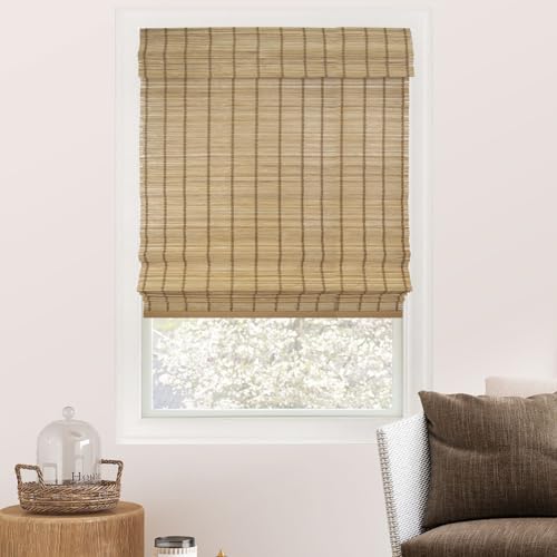 CHICOLOGY Bamboo Roman Shades - Customer Favorite Light Filtering Blinds for Windows, Premium Quality, Ideal for Home, Deer Brown, 34" W X 64" H