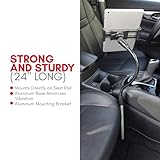 Macally Car Seat Rail Mount - Super Secure Tablet Mount for Car and Floor Mount Phone Holder - Adjustable Gooseneck iPad Mount for Truck and Any Vehicle - Works with All iPad, iPhone, Tablets