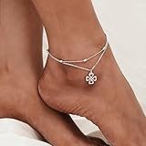 Four-Leaf Clover Ankle 925 Sterling Silver Ankle Bracelet for Women Celtic Knot Ankle Dainty Layered Anklet Bracelet Boho Anklets Bracelet Beach Adjustable Anklets