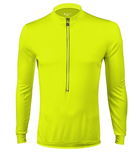 Aero Tech Designs | Solid Color Cycling Jersey | Lightweight Long Sleeve | Safety Yellow | Small