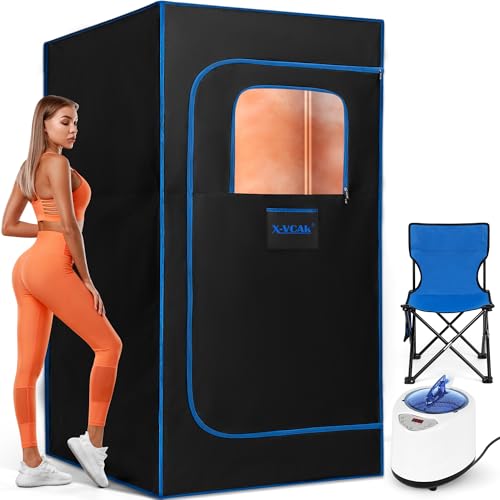 X-Vcak Sauna Box, Portable Sauna, Portable Steam Sauna for Home, Sauna Tent with Steamer, Remote Control, Folding Chair, 9 Levels, 2.6’ x 2.6’ x 5.9’