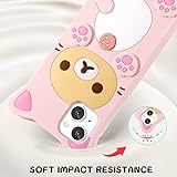 STSNano Kawaii Phone Case for iPhone 14 6.1'' 3D Cute Cartoon Bear Phone Case Fashion Cool Funny Bear Soft TPU Protective Case for iPhone 14 Silicone Cover for Women Girls Kids PK