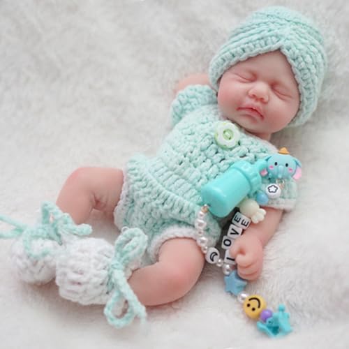 MYREBABY Reborn Baby Doll 7 Inch Silicone Doll Girl Aira Mini Realistic Newborn Baby Dolls Silicone Full Body Stress Relief with Feeding Accessories&Gift Box