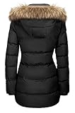 WenVen Women's Winter Thicken Warm Coat with Fur Removable Hood (Black, XL)