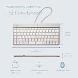 R-Go Split Keyboard, Scissors Mechanism, Anti Carpal Tunnel, 2 Part Ergonomic Design with Break Software, Ultra-Thin, QWERTY (US) Layout, Bluetooth 5.0, Compatible with Windows/Mac/Linux, White