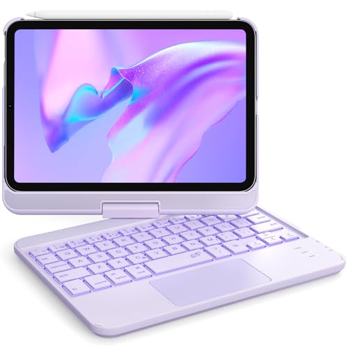 GreenLaw Keyboard Case for iPad mini 7(2024) & Mini 6 (2021) 8.3", Smart Touchpad, 7 Color Backlit, Type-C Rechargeable, 360° Rotate Keyboard Case for iPad mini 7th/6th Generation, Purple