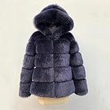 Lisa Colly Women's Winter Parka Coat Overcoat Long Sleeve Faux Fur Coat Jacket (Blue 1,4X-Large)