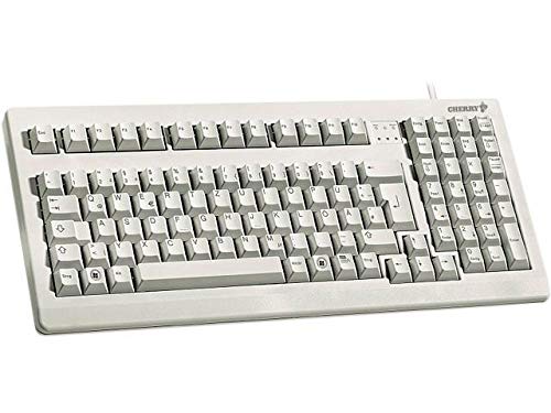 Cherry Electronics G80-1800LPCEU-0 Series G80-1800 Compact Industrial Keyboard, USB and PS/2 Interface, Mechanical Keyswitches, 15.9" W x 7.1" D x 1.7" H, Light Gray