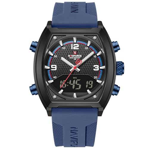 NAVIFORCE Fashion Business Mens Watches,Multifunctional Dual Display Waterproof Wristwatch,Gift Watch for Men