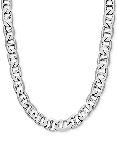 Savlano 925 Sterling Silver 10mm Italian Solid Flat Mariner Link Chain Necklace For Men & Women - Made in Italy Comes With a Gift Box (26, 10mm)