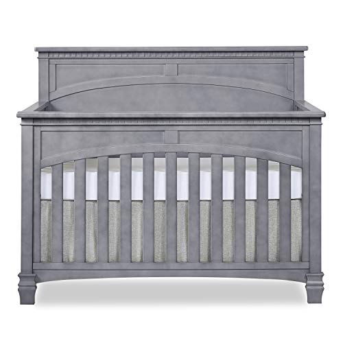 Evolur Santa Fe 5-in-1 Convertible Crib in Storm Grey, Greenguard Gold Certified, Features 3 Mattress Heights, Wooden Nursery and Bedroom Furniture, Baby Crib