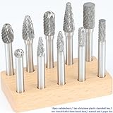 Sworker 10 Pcs 1/4 Carbide Burr Set 1/4 Shank Die Grinder Bits Drill Bits Grinding Bits for Metal Rotary Tool Attachment Accessories Rasp Weld Wood Stone Deburring Compatible with Milwaukee Dewalt