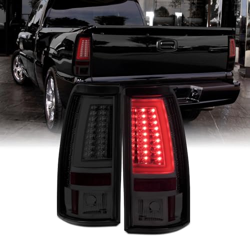 AKKON-2006 Silverado / 05-07 Silverado Hybrid Pickup Truck Red Smoke V2 LED Tail Lights Brake Lamps Pair