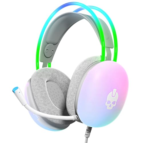 GAME PUNK Nova Light Gaming Headset with Mic, Translucent Wired RGB Headphones, Compatible with PCs, Xbox Series X/S, PlayStation 5/4, Nintendo Switch, Passive Noise-Cancelling, Includes USB-A Cord