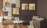 JiazuGo Asian Oriental Wall Art Canvas Prints - Chinese Painting Pictures for Bedroom Aesthetic Decor - Set of 4 Stretched and Framed 12X12 Artwork for Living Room Wall Decoration