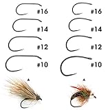 XFISHMAN Barbless-Fly-Hooks-for-Fly-Tying BL Czech Nymph/Scud Flies Hook Dry Wet Curved Competition Fishing Trout Hooks 10# ~16# Assortment Pack of 240 Hooks with Box