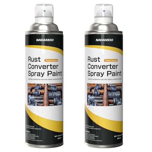 NADAMOO Rust Coverter Spray Paint, Black, 2 Cans