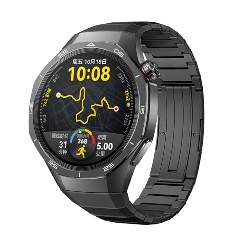 VeveXiao Rugged Titanium Strap Compatible with Huawei Watch GT 5 Pro 46mm Bands, No Gaps Luxury Titanium Alloy Metal Replacement Bands for Watch GT 5 Pro 46mm Men Women Strap (Black, GT 5Pro 46mm)