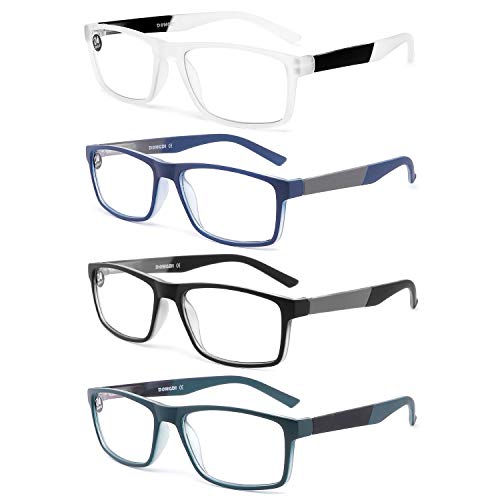 DONGDI Blue Light Blocking Reading Glasses 4 Pack Computer Readers for Women Men,Anti Glare UV Ray Filter Eyeglasses… (4mix colors, 1.50)