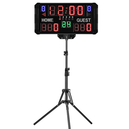 Spolehli Football Scoreboard with Tripod Multisport Scoreboard 14/24s Shot Portable Tabletop Scoreboard Digital LED Scoreboard for Basketball Football Table Tennis Baseball Soccer Volleyball