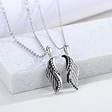 CUOKA MIRACLE Couple Wings Necklace, 925 Sterling Silver Couple Jewelry Guardian Angel Wings His and Her Matching Jewelry Wings Inlay Zircon Black and White Angel Pendant Gift for Couples Best Friends