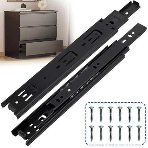 OURSHOM 22 Inch Drawer Slides 1 Pairs (2pcs) Heavy Duty Full Extension Ball Bearing, Side Mount Drawer Rails, 22" Drawer Slide Glides for Dresser, Cabinet, Kitchen - Draw slides Sliders 100LB Capacity