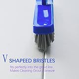 ITTAR Grout Brush with Long Adjustable Handle, Swivel Scrub Brush, V-Shape Grout Line Scrubber with Stiff Bristle for Deep Cleaning Tile Grout, Shower, Kitchen, Hard-to-Reach Corners