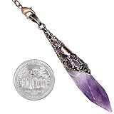 Rockcloud Natural Amethyst Dowsing Pendulum Chakra Crystal Point Pendant Pendulum for Divination Copper Wicca Balancing Meditation Kit