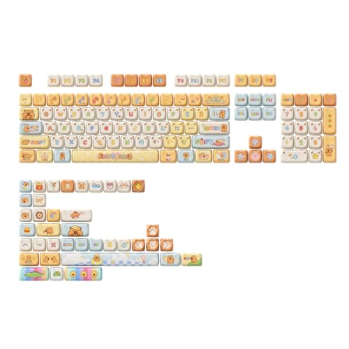 Akko PBT Keycaps Set, Capybara Keycap Mao Profile 142-Key Keycaps for Mechanical Keyboards