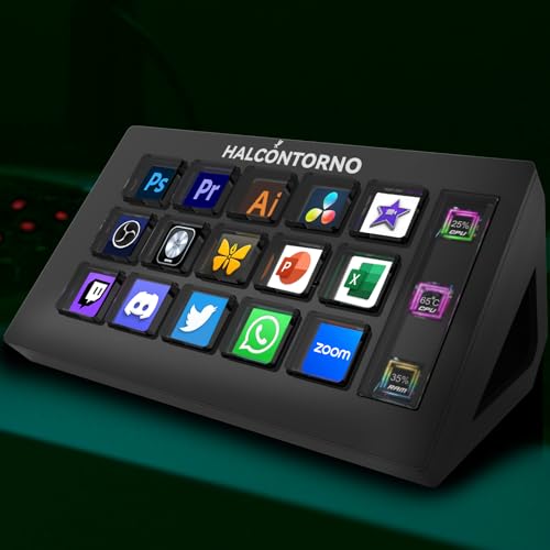 HALCONTORNO Stream Dock Slim - Steamdeck for PC Mac, Wired Streaming Controller for Content Creators Gamers, Programmable Macro Keyboard, Streaming Gaming Setup, OBS Studio YouTube