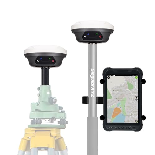 SingularXYZ E1 GNSS RTK Survey Equipment RTK GNSS GPS with IMU Rover & Base T8 Tablet Collector Total Station Surveying Equipment, with Survey Software 1cm Accuracy, 1408 Channels