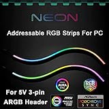 airgoo NEON Addressable RGB PC LED Strip, 15.75 x 0.55 x 0.28 inches diffused Silicon Rubber Tube, for 5V 3-pin argb Header, Come with Magnetic Brackets, Upgraded Blister Packaging