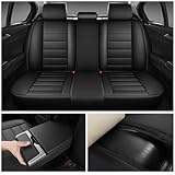 Uoheiikl Car Seat Covers for VW Volkswagen Jetta 2005-2024,5-Seat Waterproof Nappa Leather Car Seat Cover Protector Full Set,Anti-Slip Automotive Seat Covers,Interior Cover Seat for Car(Black)